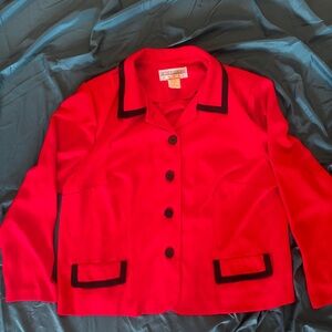 Jessica Howard Vibrant Red and Black Blazer Sz 20 Rare Light Weight